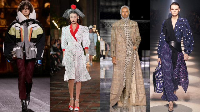 Louis Vuitton, Rodarte, Burberry, dan Givenchy. Foto: dok. Louis Vuitton, AFP/ Angela Weiss, Burberry, Givenchy