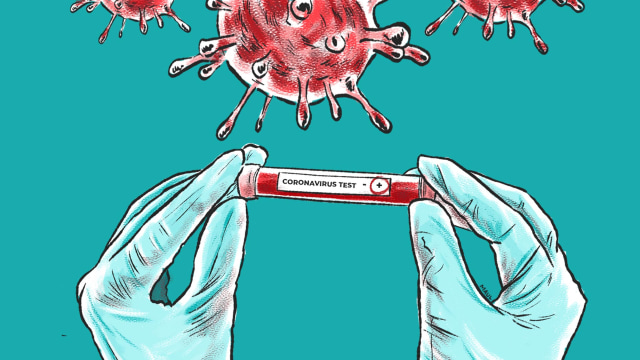 Virus corona meluas di Indonesia. Ilustrator: Maulana Saputra/kumparan