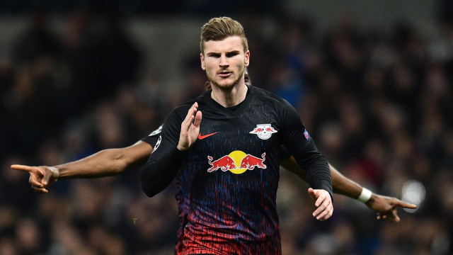 Timo Werner merayakan gol ke gawang Tottenham Hotspur di Liga Champions. Foto: Ikimages/AFP/Glyn Kirk