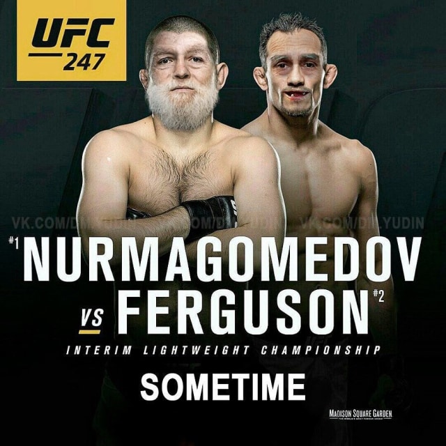 Poster yang mengungkapkan kekecewaan ditundanya pertandingan yang mempertemukan Khabib Nurmagomedov vs Tony Ferguson pada UFC 247. Foto : forums.sharedog.com