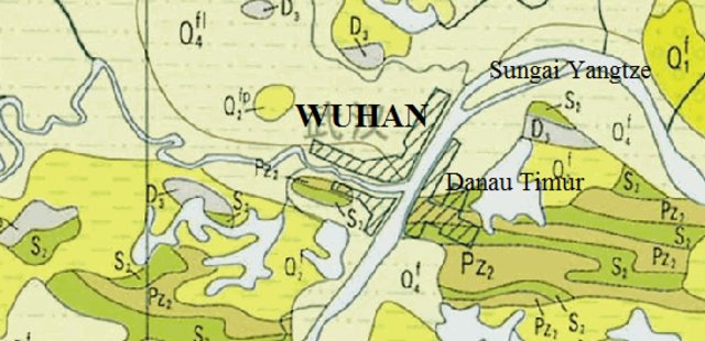Peta Geologi Kota Wuhan dan Sekitarnya (Source: http://drr.ikcest.org/map/m02d4?fullscreen=1&gson=#7/29.578/112.423)