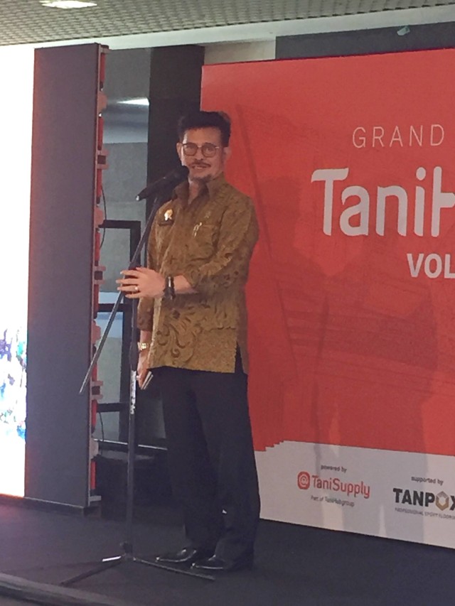 Menteri Pertanian Syahrul Yasin Limpo membuka acara TaniHack Vol.1 di Kementerian Pertanian, Jumat (13/3). Foto: Muhammad Darisman/kumparan