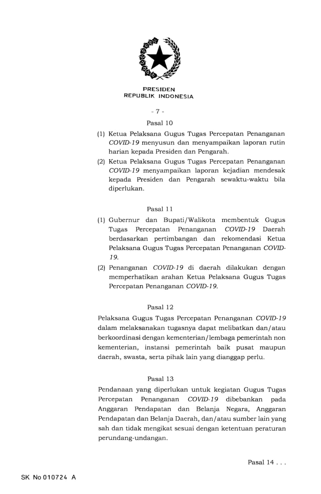 Jokowi Terbitkan Keppres Nomor 7 Tahun 2020 Tentang Gugus Penanganan Corona (9126)