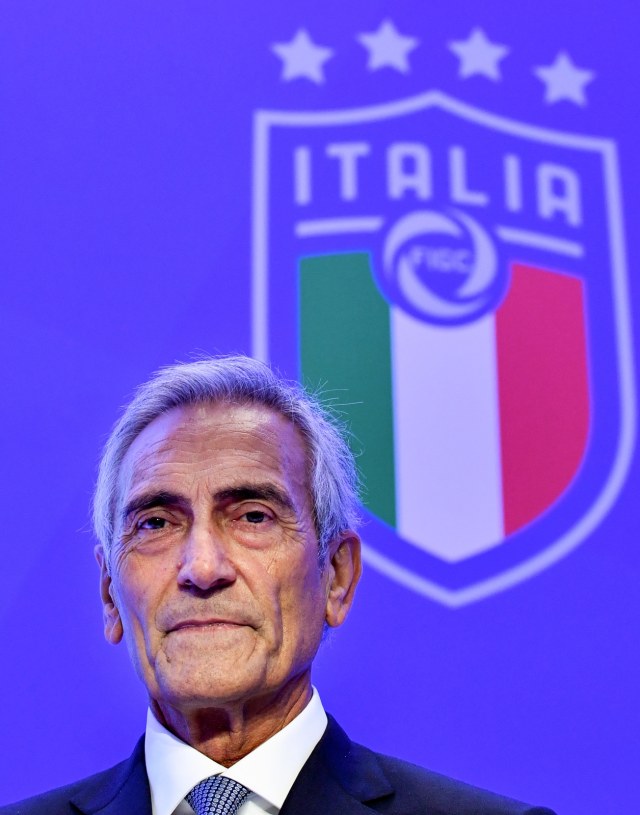 Presiden FIGC, Gabriele Gravina. Foto: AFP/Alberto Pizzoli