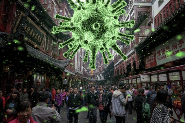 Ilustrasi penyebaran virus corona di keramaian (sumber: _freakwave - pixabay)