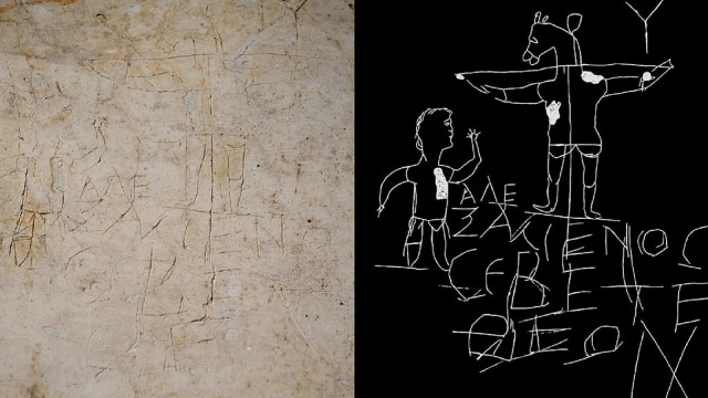 Foto: Inilah Gambar Grafiti Penistaan Terhadap Penyaliban Yesus di Zaman Romawi. 