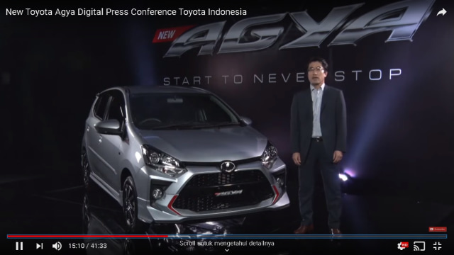 Peluncuran new Toyota Agya 2020 lewat Youtube Foto: dok. Tangkapan Layar Youtube Toyota Indonesia