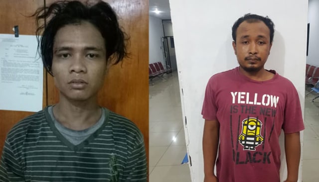 Petugas Satreskrim Polrestabes Medan menangkap dua pencuri sepeda motor. Foto : Istimewa