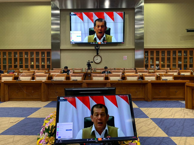 Rapat kerja komisi IX DPR bersama Menkes Terawan dan Kepala Gugus Tugas Penanganan COVID-19 Doni Monardo secara virtual.  Foto: Dok: Komisi IX