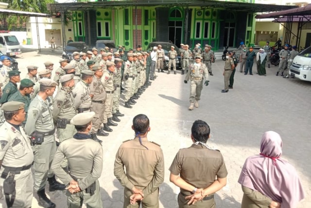 Satpol PP-WH Aceh apel jelang razia rutin cegah Corona. Dok. Humas Aceh