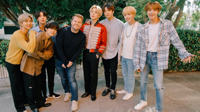 BTS dan James Corden. Foto:  Twitter @JKCorden