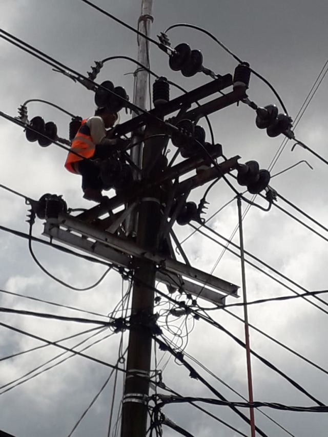 Ilustrasi petugas PLN sedang memperbaiki jaringan. Foto: Dok. PLN