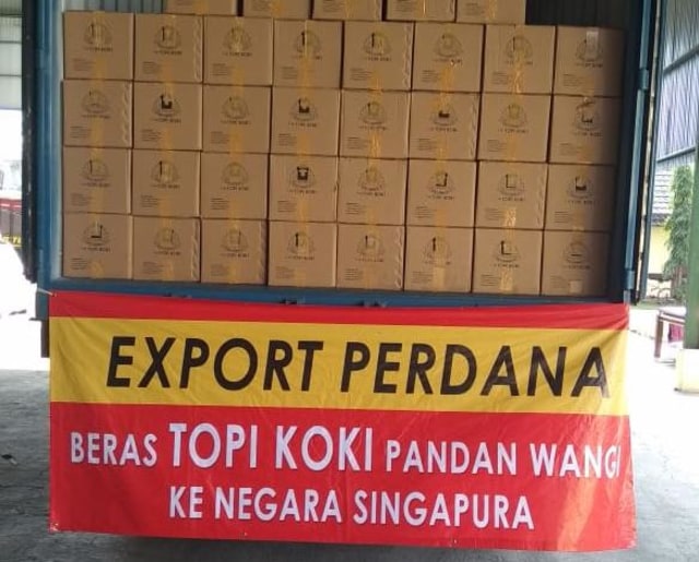 Indonesia perdana ekspor beras ke Singapura. Foto: Dok. Kementerian Pertanian RI.