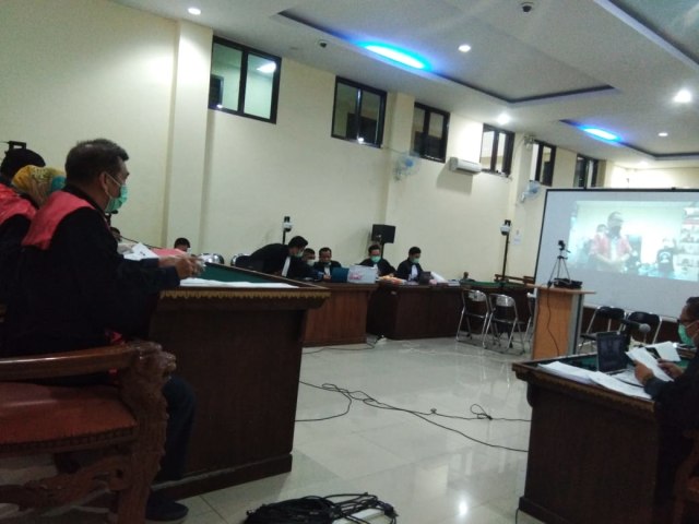 Sidang online di Pengadilan Tipikor Tanjungkarang, Bandar Lampung | Foto: Obbie Fernando/Lampung Geh