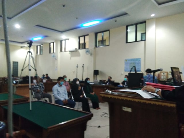 Suasana sidang online di Pengadilan Tipikor Tanjungkarang, Bandar Lampung, Kamis (2/4) | Foto: Obbie Fernando/Lampung Geh