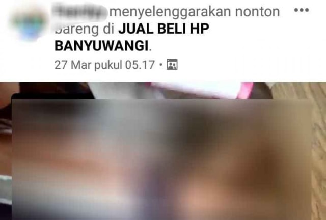 Grup Facebook di Banyuwangi yang mengajak menonton bareng video porno