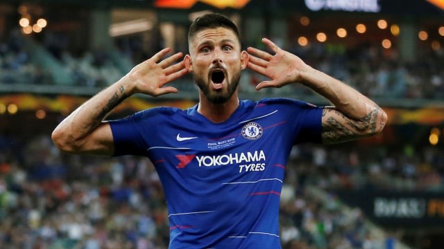 Giroud bawa Chelsea berjaya di Liga Europa 2018/19. Foto: Amr Abdallah Dalsh/Reuters