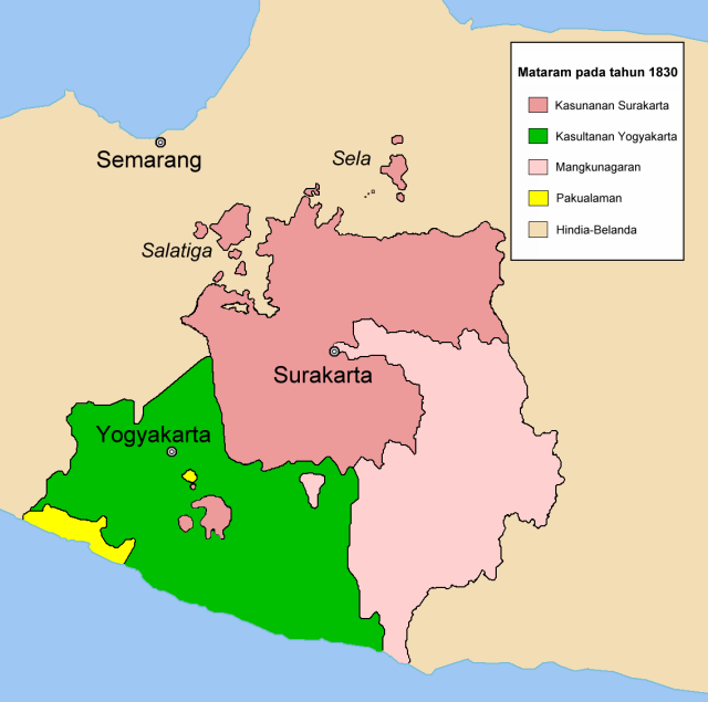 Peta Wilayah Kesultanan Mataram (Sumber: https://id.wikipedia.org/wiki/Kesultanan_Ngayogyakarta_Hadiningrat)