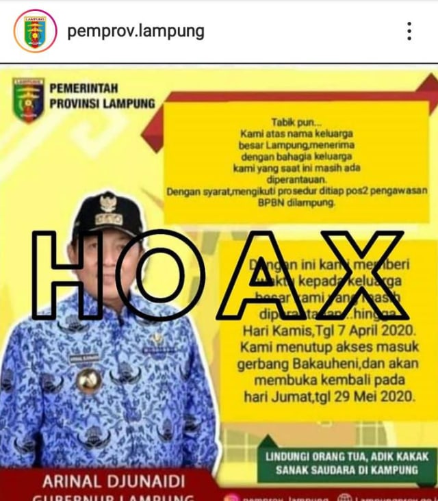 Pemprov Lampung soal Poster Gubernur Menyambut Perantau yang Mudik: Hoaks (128218)