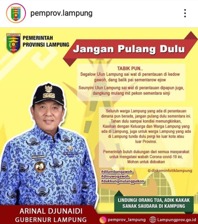 Pemprov Lampung soal Poster Gubernur Menyambut Perantau yang Mudik: Hoaks (128219)