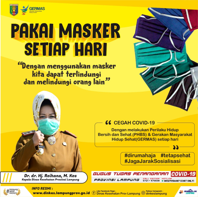 Dinkes Provinsi Lampung anjurkan masyarakat gunakan masker berbahan kain, Senin (6/4) | Foto : Dinkes Provinsi Lampung