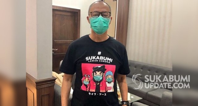 Sekda Kota Sukabumi Dida Sembada memakai kaos (t-shirt) #sukabumilawancorona. | Sumber Foto:Istimewa
