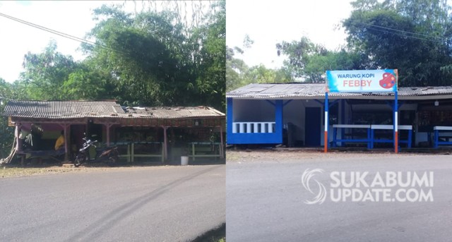 Foto sebelum dan sesudah perbaikan warung Feby, pelukis yang viral karena putus sekolah beberapa waktu lalu. | Sumber Foto:Istimewa