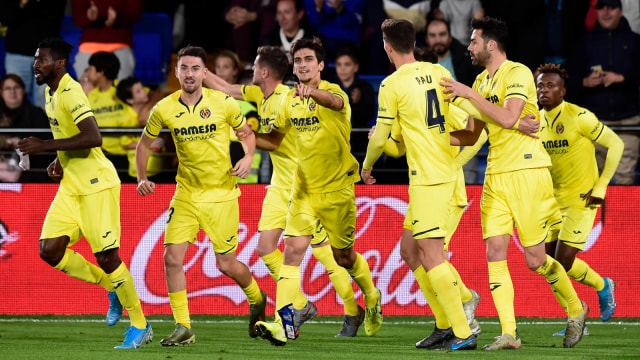 Selebrasi para pemain Villarreal. Foto: AFP/Jose Jordan