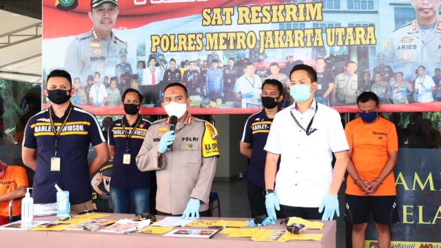 Konferensi pers penangkapan pelaku curanmor di Polres Jakarta Utara. Foto: Dok. Polres Jaarta Utara