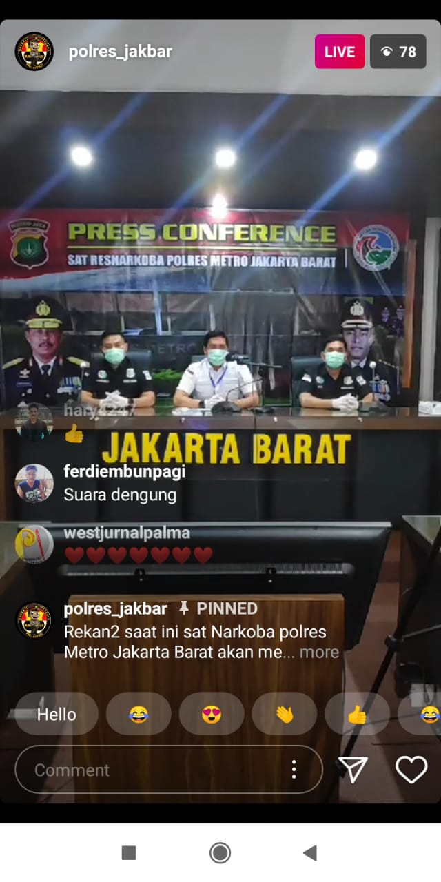Rilis Kasus Narkoba Naufal Samudra via Instagram Live Polres Jakarta Barat. Foto: Instagram @polres_jakbar