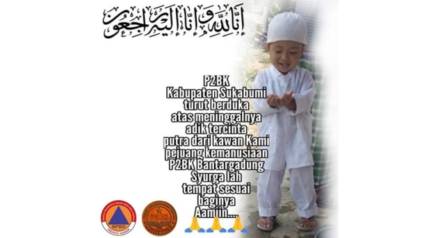 Ungkapan belasungkawa dari keluarga besar P2BK Kabupaten Sukabumi atas meninggalnya MAS putra dari relawan Bantargadung Sukabumi | Sumber Foto:ISTIMEWA