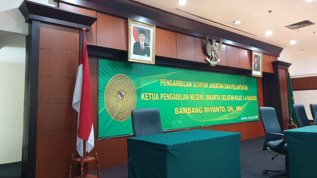 Ruang pelantikan Bambang Miyanto selaku Ketua Pengadilan Negeri Jakarta Selatan. Foto: Istimewa