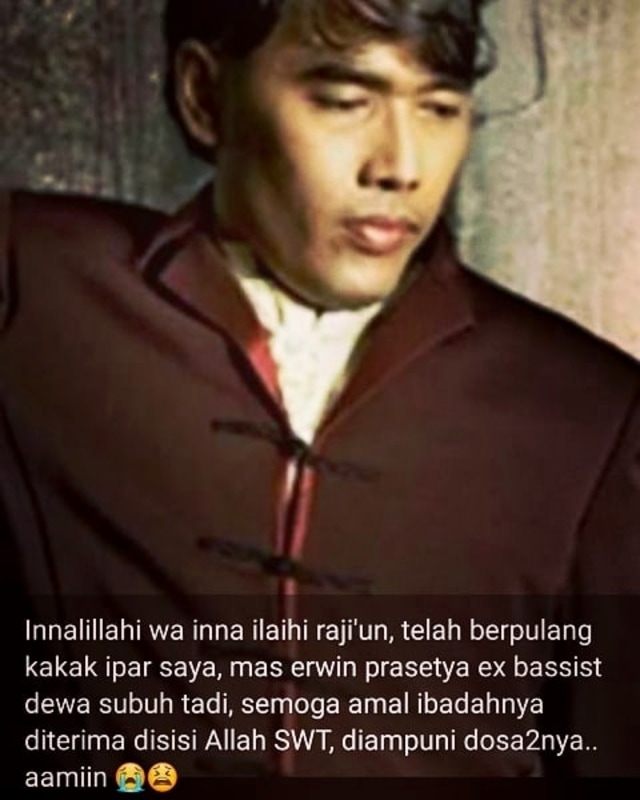 Erwin Prasetya eks basis Dewa 19. Foto: Instagram/@stanleytulung