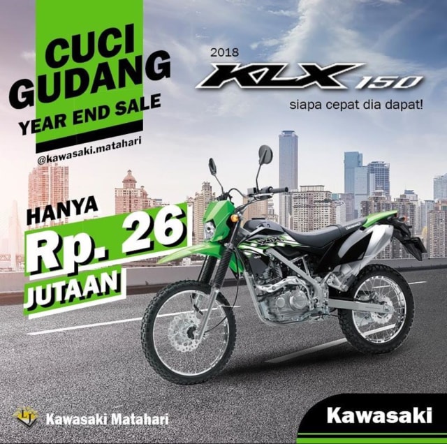 Promo potongan harga KawasakiKLX150. Foto: dok. Kawasaki Matahari