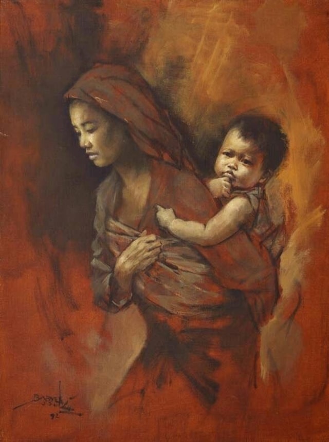 (Sumber: Pinterest, Lukisan Ibu dan Anak, Karya Basuki Abdullah 1992)