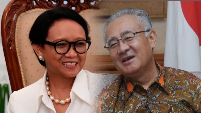 Menteri Luar Negeri Indonesia Retno Marsudi dan Duta Besar Jepang untuk Indonesia Masafumi Ishii.  Foto: ANTARA FOTO/Puspa Perwitasari dan Fanny Kusumawardhani/kumparan