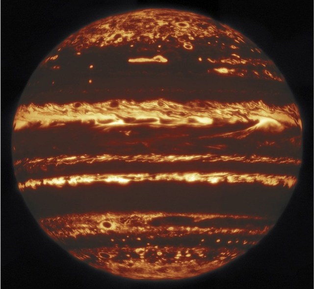 Citra planet Jupiter terbaru yang seperti tengah terbakar. Foto: Dok. Gemini Observatory/M. H. Wong et al.