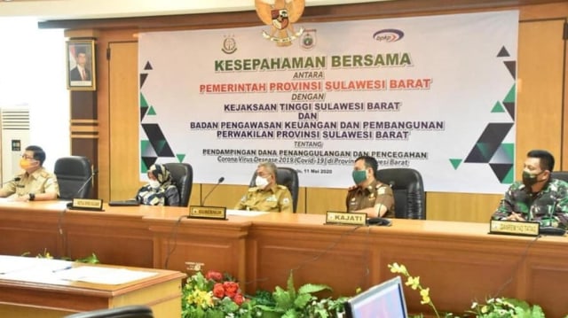 Kesepahaman bersama antara Pemprov Sulbar, Kejati Sulbar, dan BPKP Sulbar terkait pendampingan penggunaan dana penanganan COVID-19.