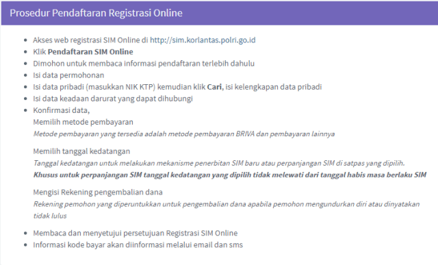 Panduan pendaftaran membuat SIM secara online.
