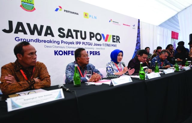 konferensi pers usai ground breaking Jawa Satu Power pada akhir tahun lalu. Foto : Pertamina.com