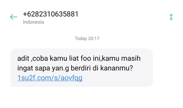 SMS spam dari Chat-V.com. Foto: kumparan