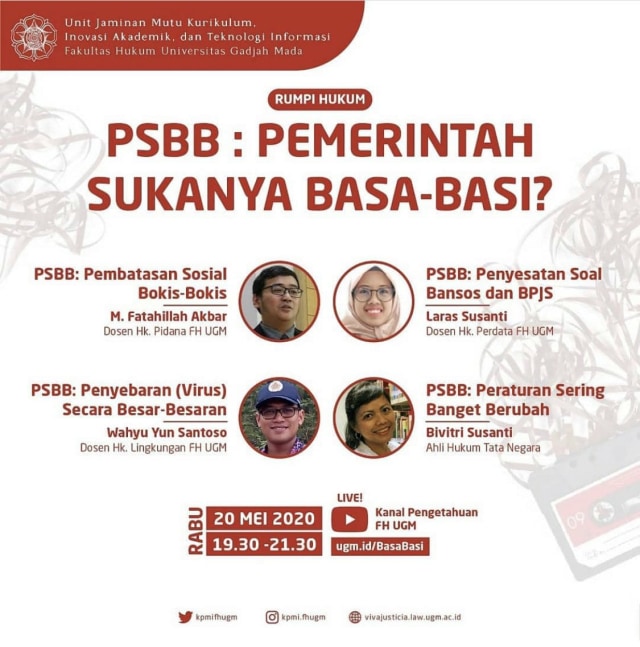 FH UGM Gelar Diskusi Bertajuk PSBB: Pemerintah Sukanya Basa-Basi? (813771)