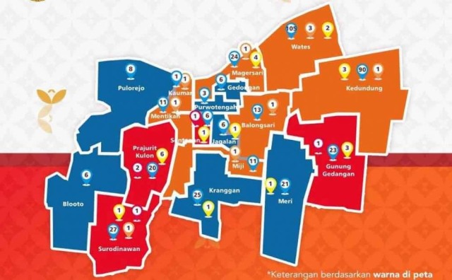 Peta persebaran Covid-19 di Kota Mojokerto