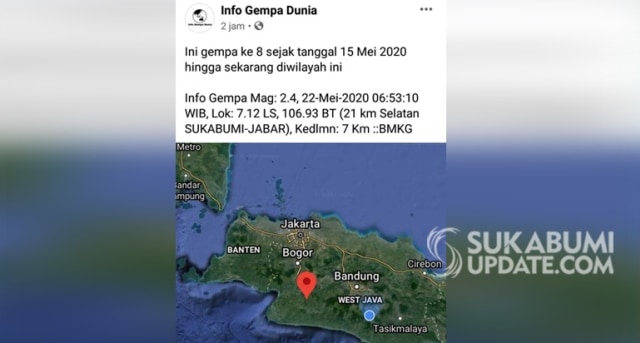 Rilis grup info gempa dunia terkait aktifnya sesar Cimandiri di Sukabumi | Sumber Foto:Istimewa
