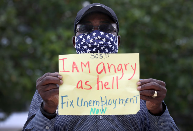 Warga AS memprotes tingkat pengangguran Foto: AFP/Joe Raedle