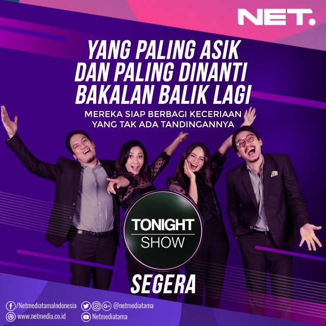 Tonight Show siap tayang lagi. Foto: Dok. NET Mediatama Televisi