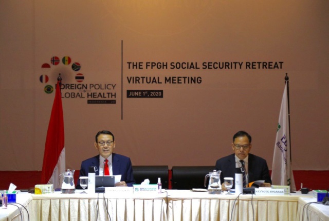 BPJS pimpin pertemuan virtual Policy and Global Healthcare (FPGH) Ministerial Retreat pada Senin (1/06). Foto: Dok. BPJS Kesehatan