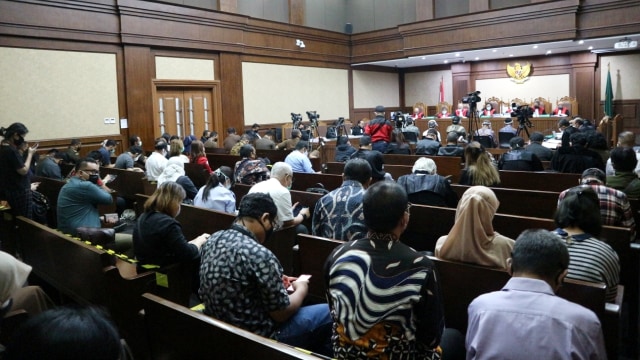 Suasana sidang kasus dugaan korupsi PT Asuransi Jiwasraya (Persero) di Pengadilan Tipikor, Jakarta, Rabu (3/6). Foto: Dok. Istimewa
