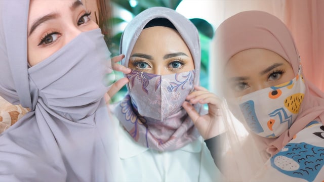 Gaya stylish selebgram hijab saat kenakan masker. Foto: Instagram/@sin.sr, @rchaelvennya & @luluelhasbu