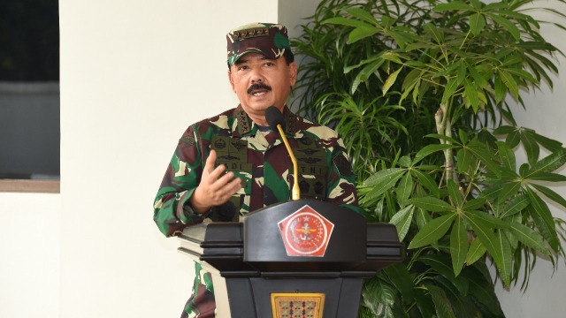 Panglima TNI Marsekal TNI Hadi Tjahjanto meresmikan Gedung Markas Komando Koopssus TNI di Mabes TNI Cilangkap, Jakarta Timur, Kamis (11/6). Foto: Puspen TNI